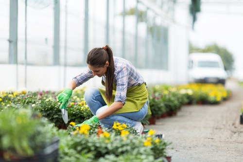 Team member starting garden maintenance work at property